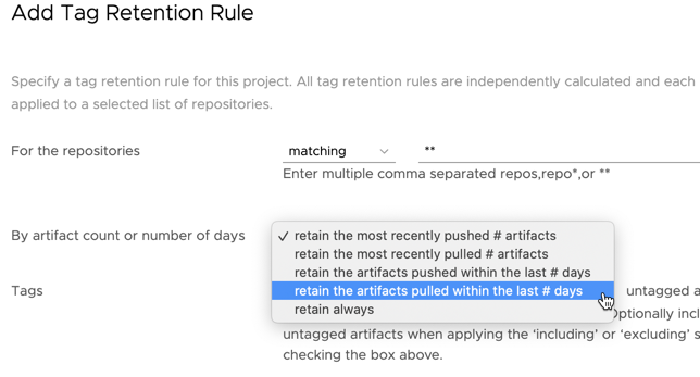 Select retention criteria