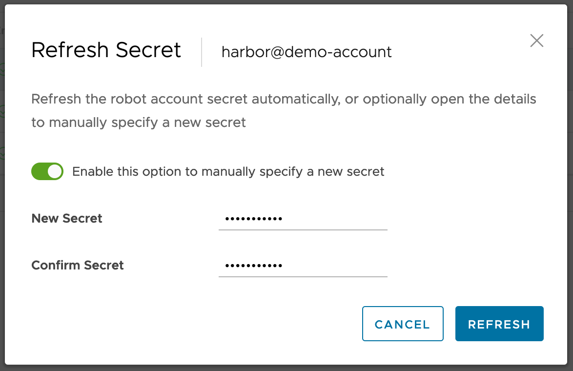 Refresh system robot account secret