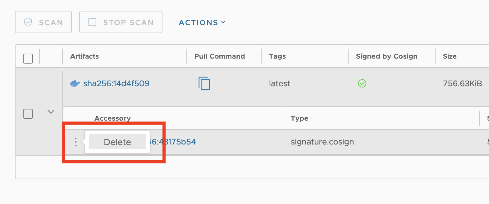 Delete cosign signature