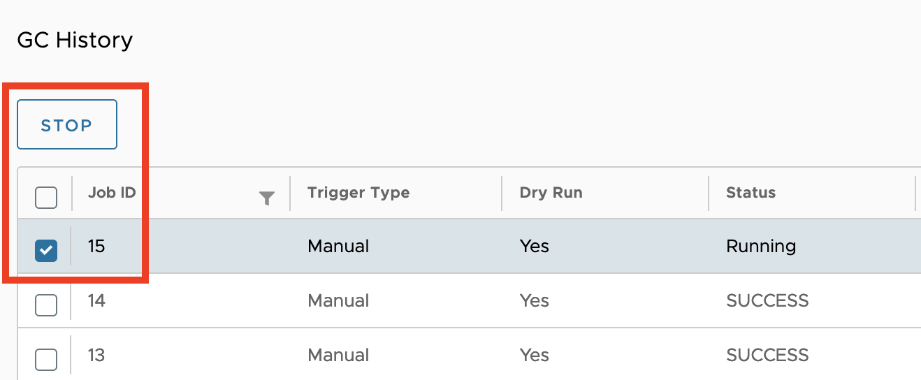 Select Garbage collection job from table