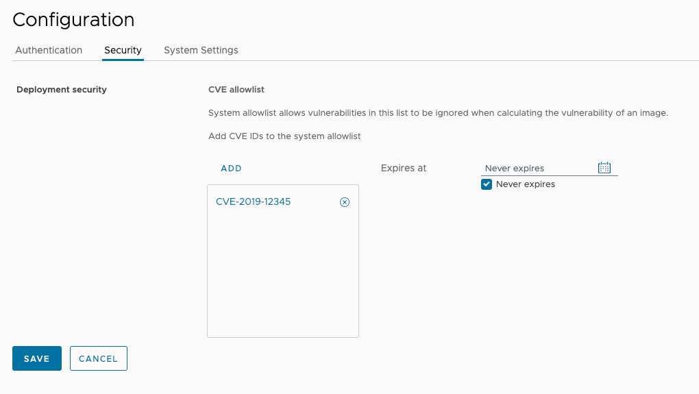 Add system CVE allowlist