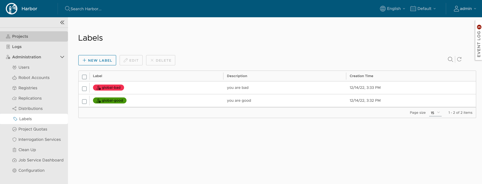 manage global level labels