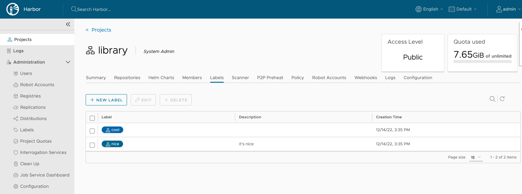 manage project level labels