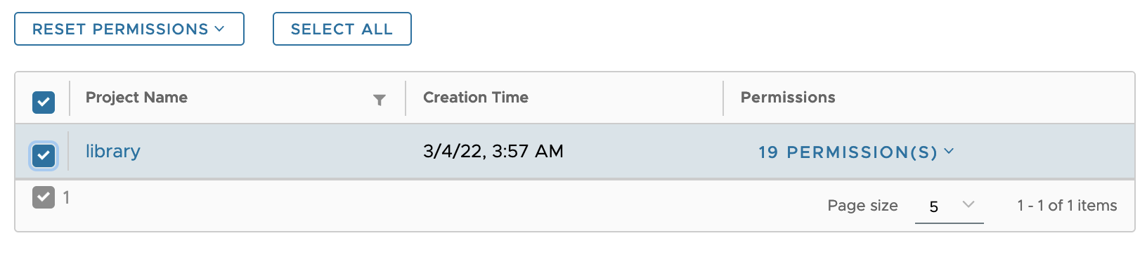 Project table for assigning robot accounts